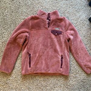 Women's L.L.Bean Hi-Pile Fleece Pullover Rosewood Heather/Fig